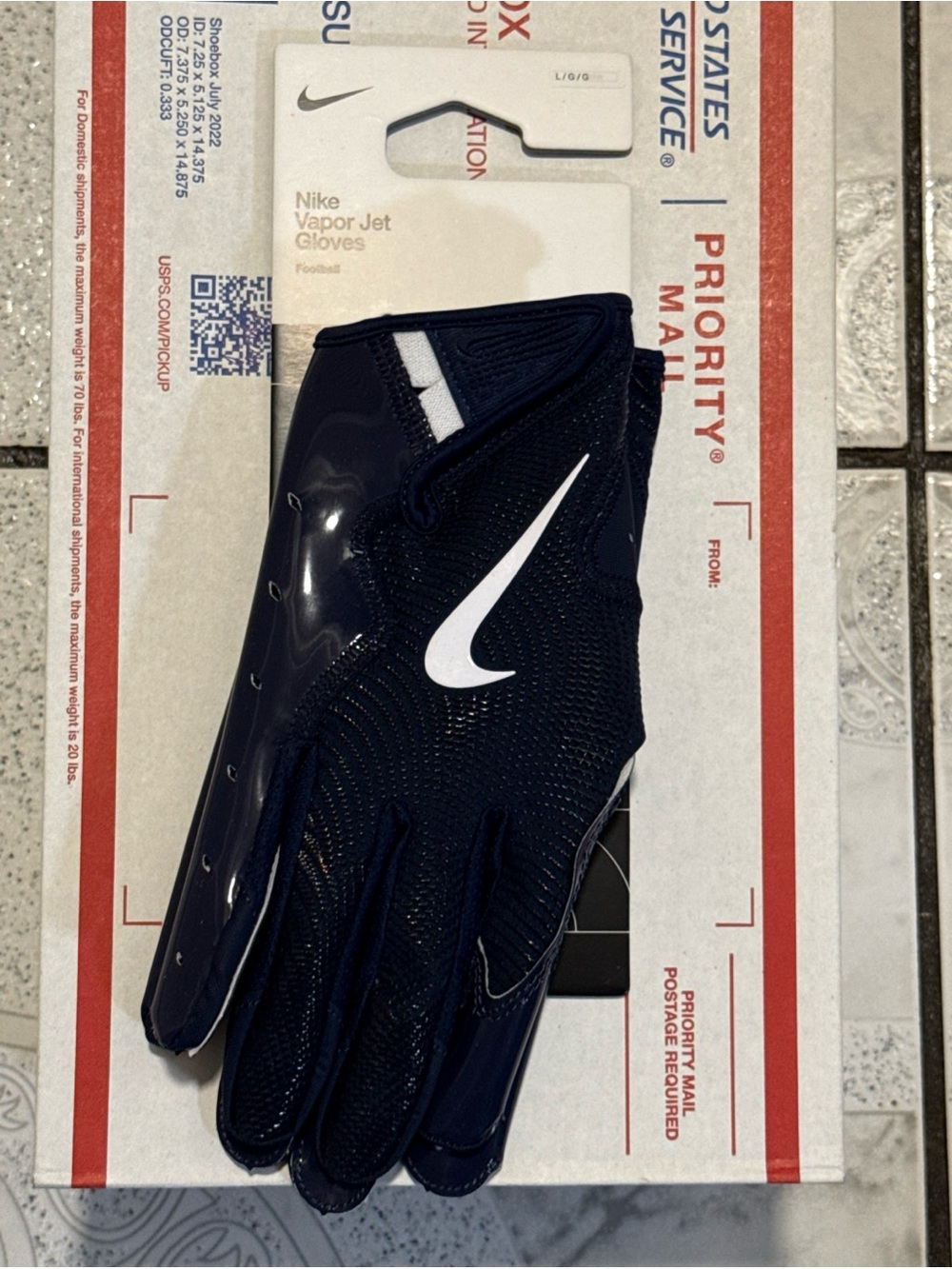 New Nike Vapor Jet 8.0 Football Gloves Receiver Navy Blue Men’s Size Large